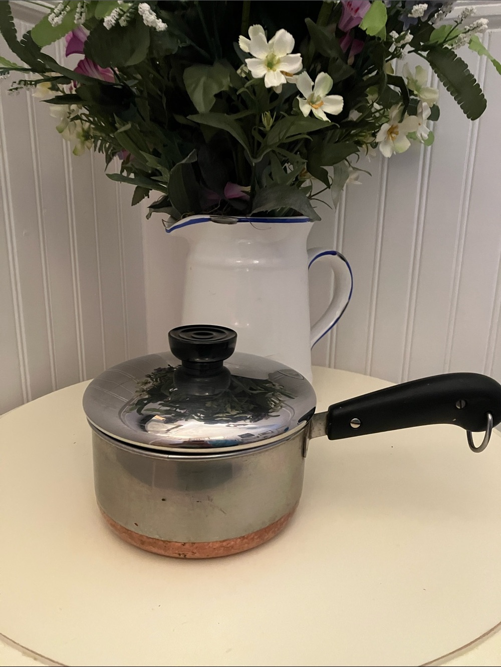 Revere Ware 1 Quart Stainless Steel Copper Bottom Saucepan & Lid